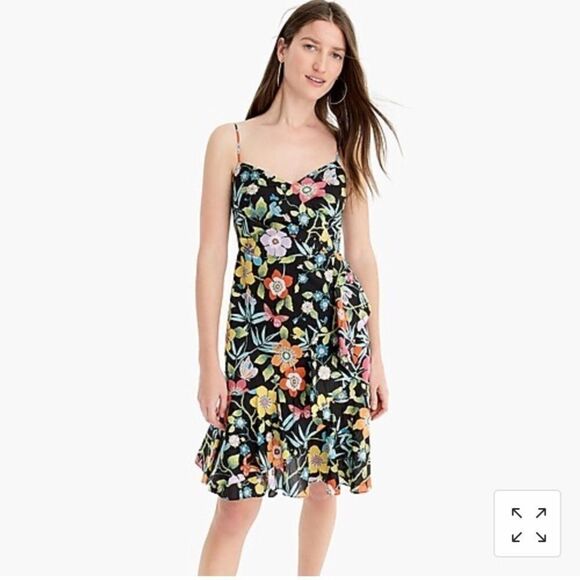J. Crew Sz 0 Ruffle Dress Liberty Spaghetti Strap - Picture 1 of 7